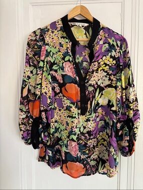 DVF Diane Von Furstenberg Floral Sheer Blouse